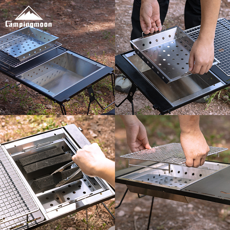 Camping Cooking Table With Windshield - CAMPINGMOON UG-1 IGT Griglia in carbonio