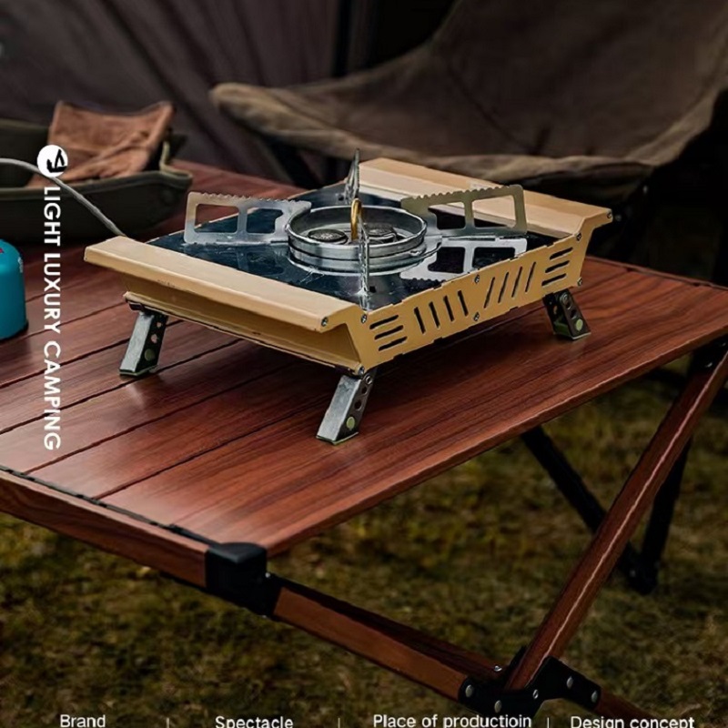 Camping Cooking Table With Windshield - Fornello da Campeggio Portatile a 3