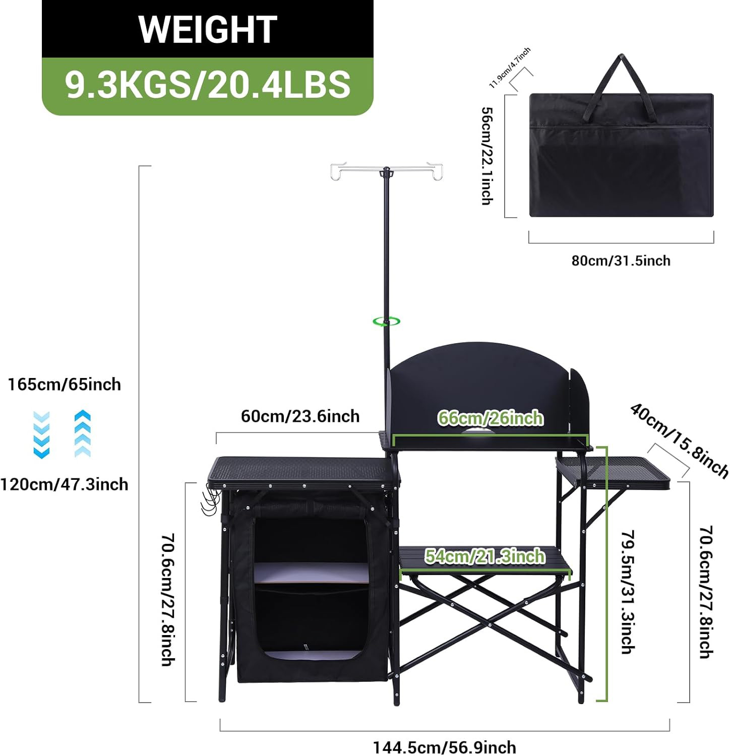 Camping Cooking Table With Windshield - Stazione da Cucina da Campeggio, Tavolo