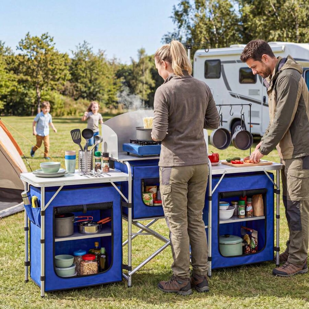 Tavolo da Cucina da Campeggio  - Camping Cooking Table With Windshield recensione e prezzo