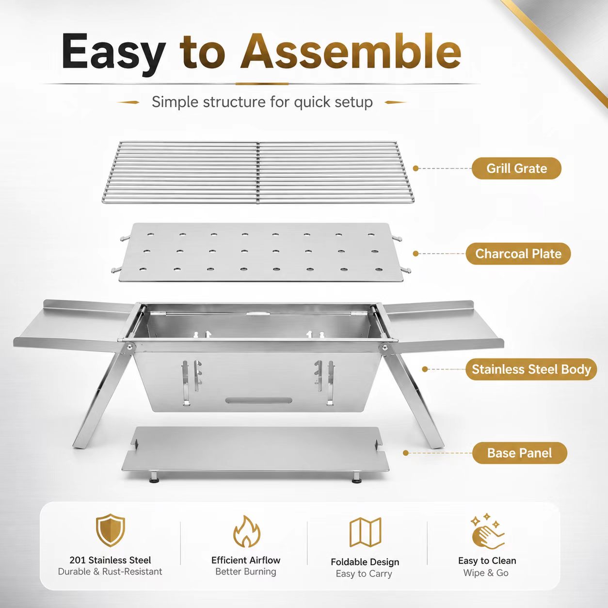 Griglia BBQ Pieghevole in Acci - Camp Grill Portable Folding recensione e prezzo